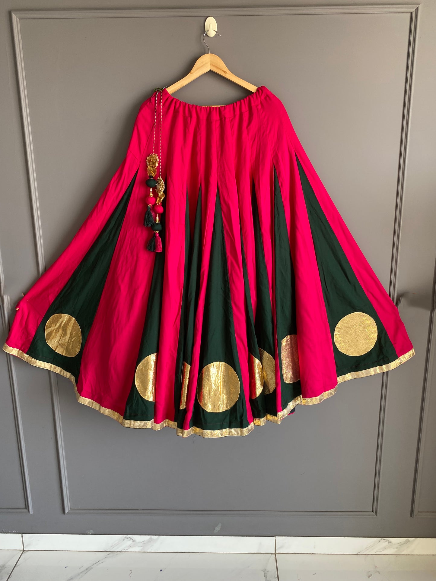 Pink & Green Lampo Circle Ghaghra