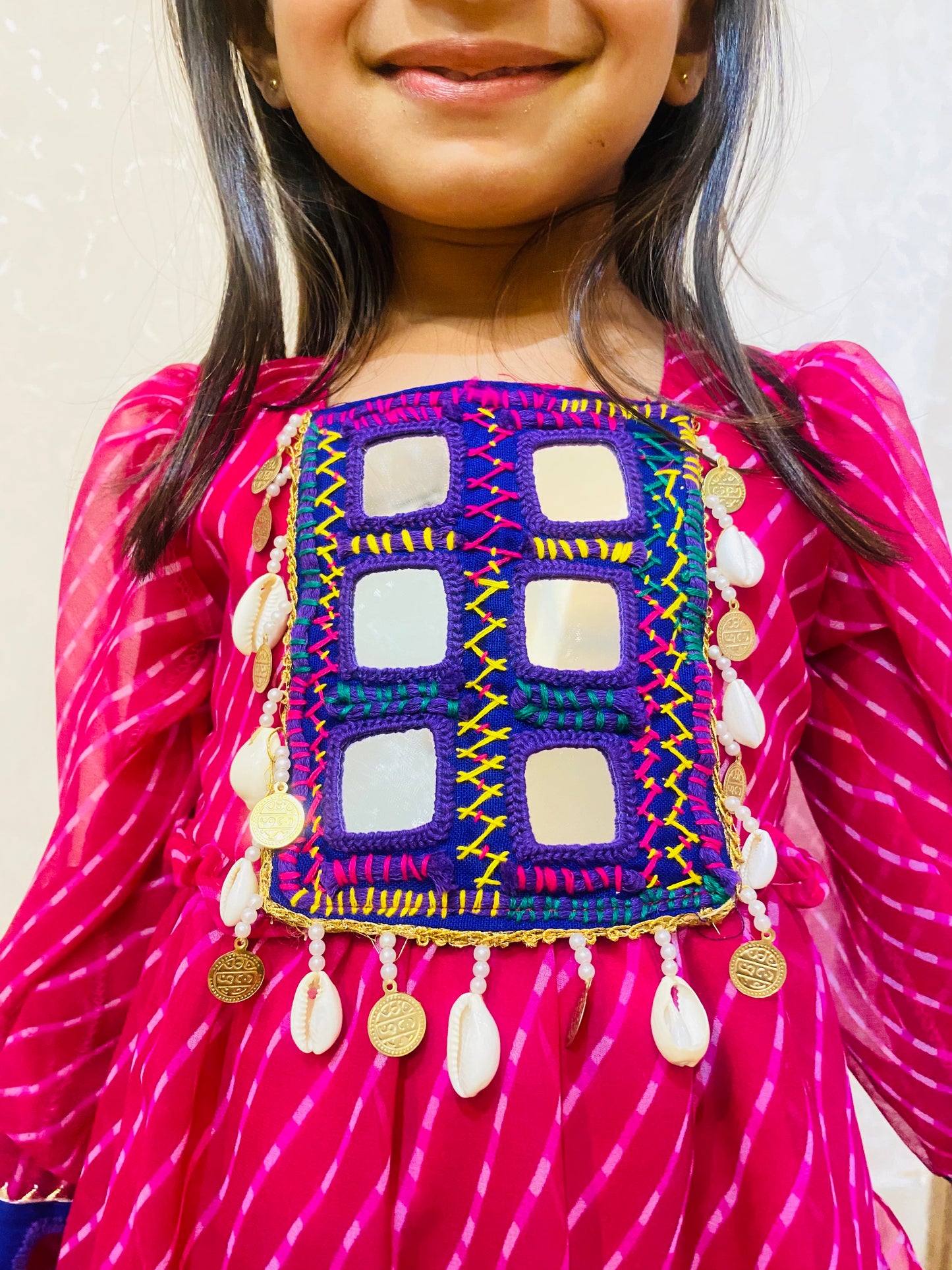 Pink Gamthi Leriya Dress Kids