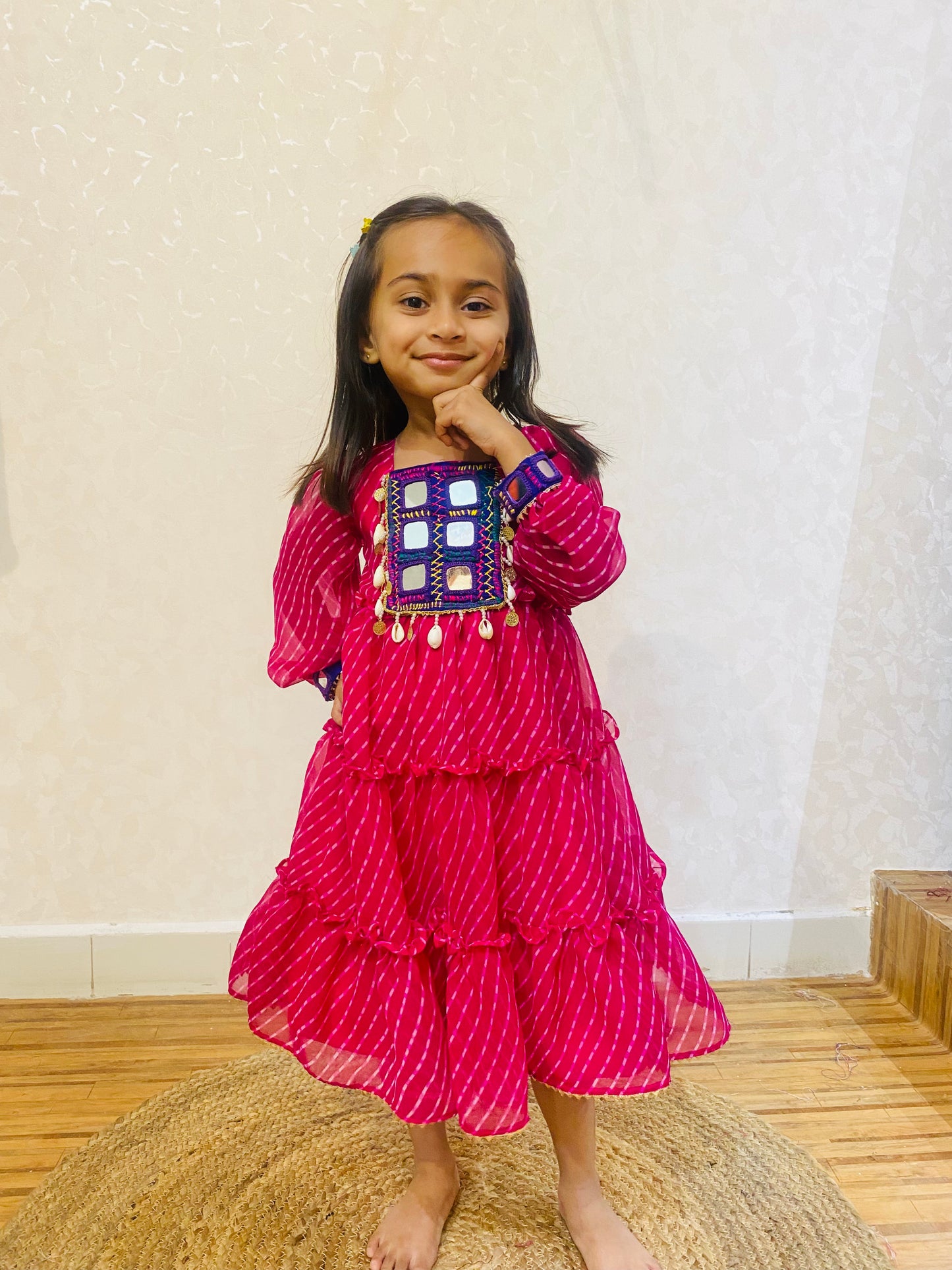 Pink Gamthi Leriya Dress Kids