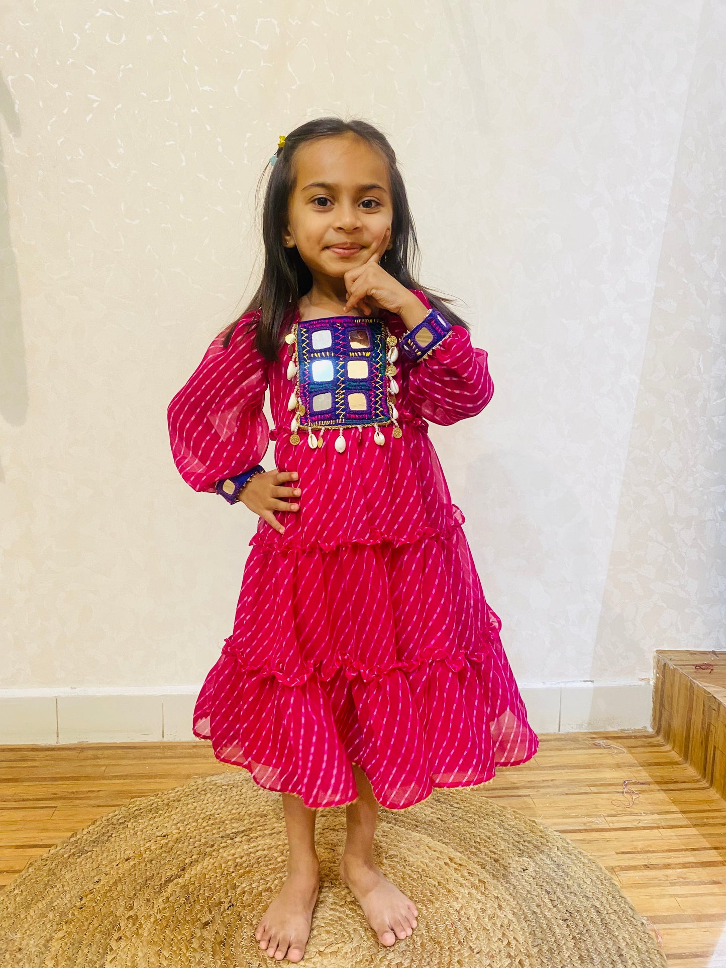 Pink Gamthi Leriya Dress Kids