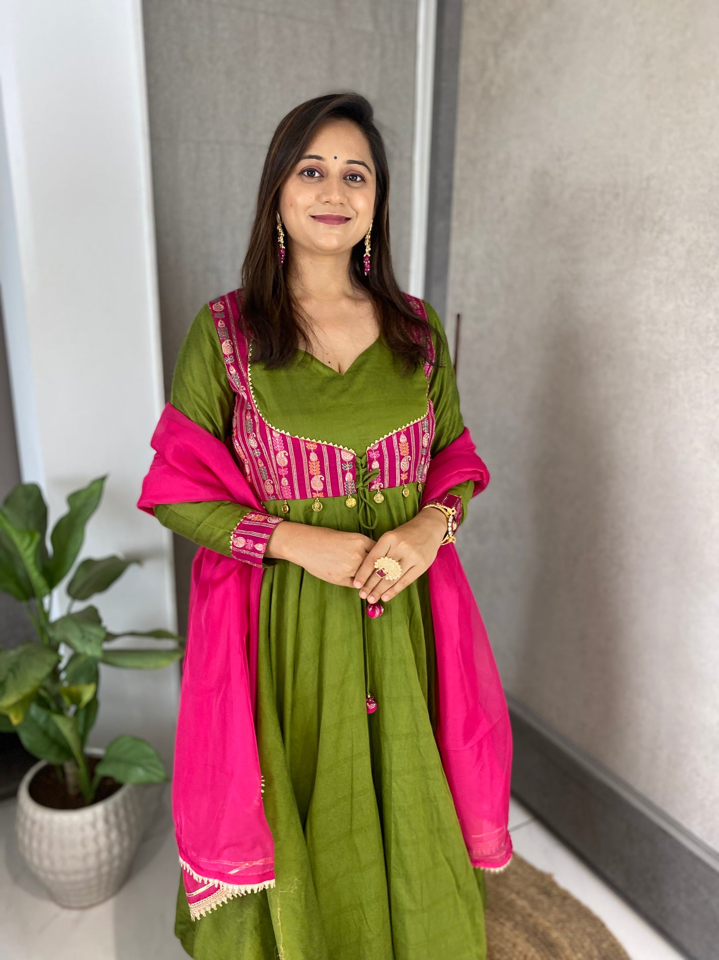 Mehndi Green Anarkali Set