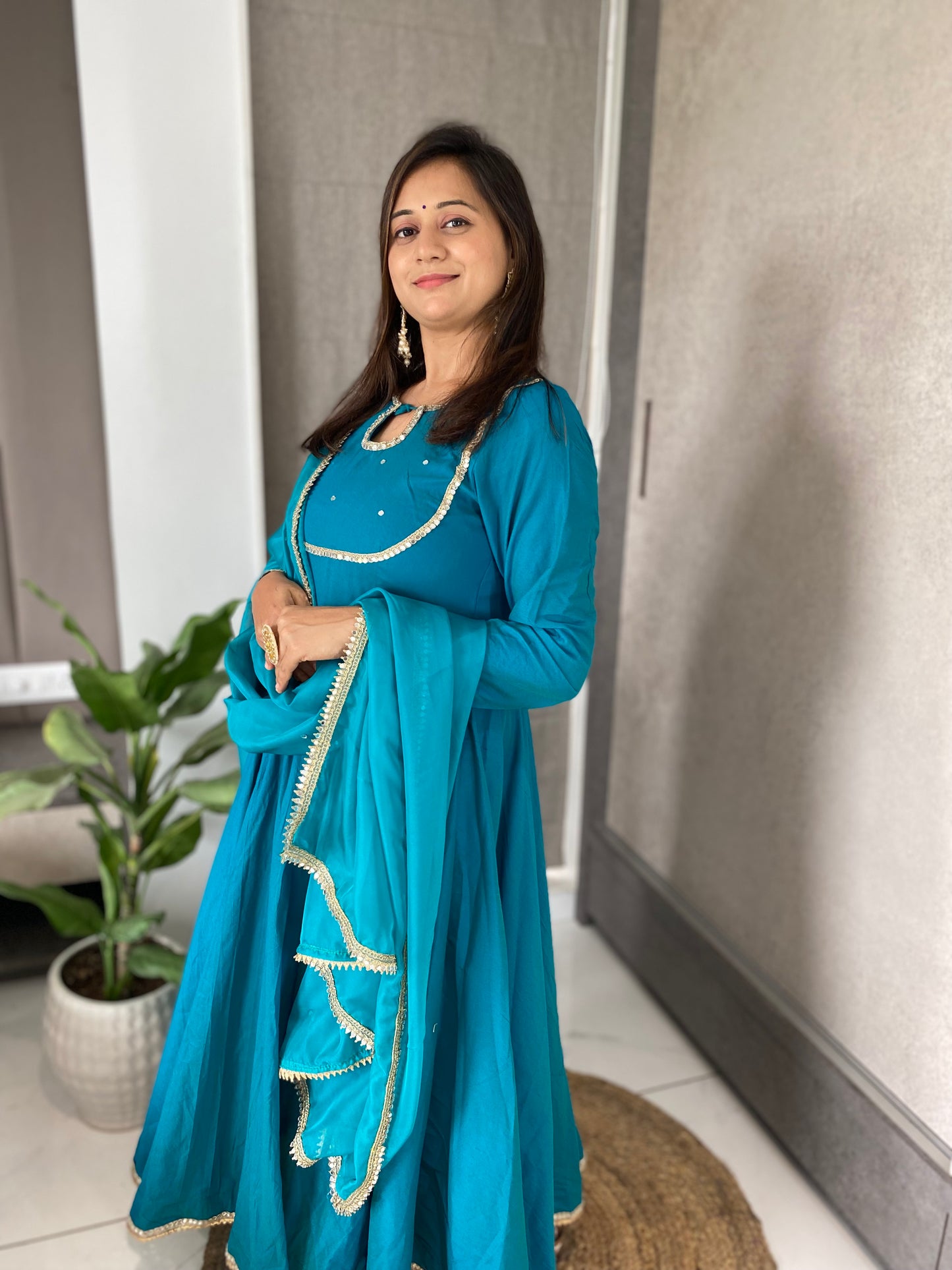 Turquoise Blue Anarkali Set