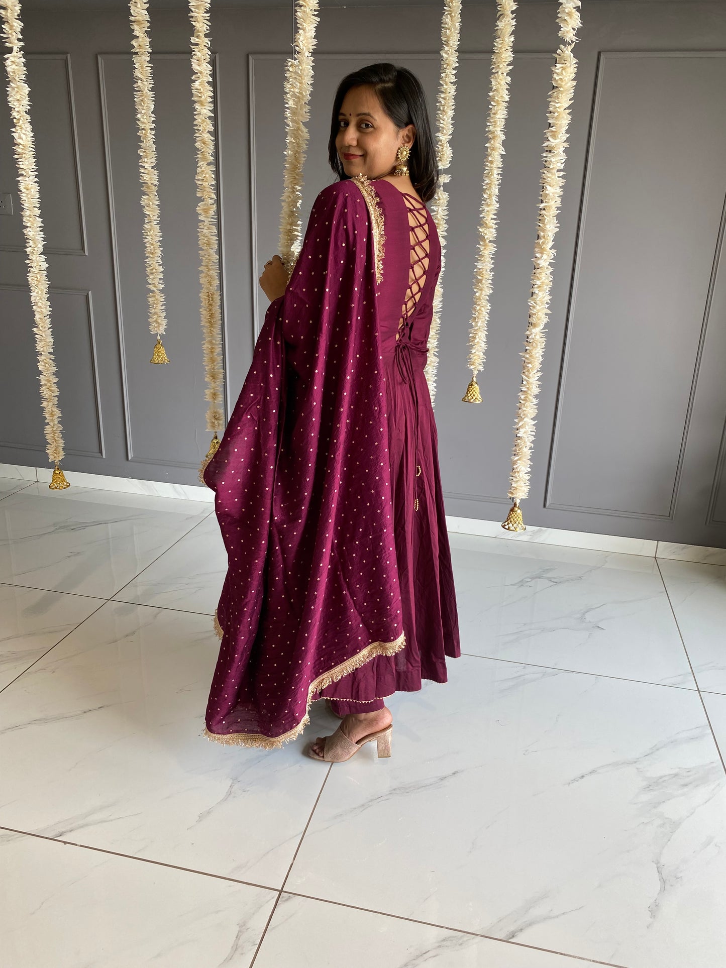 Purple Anarkali Suit Set