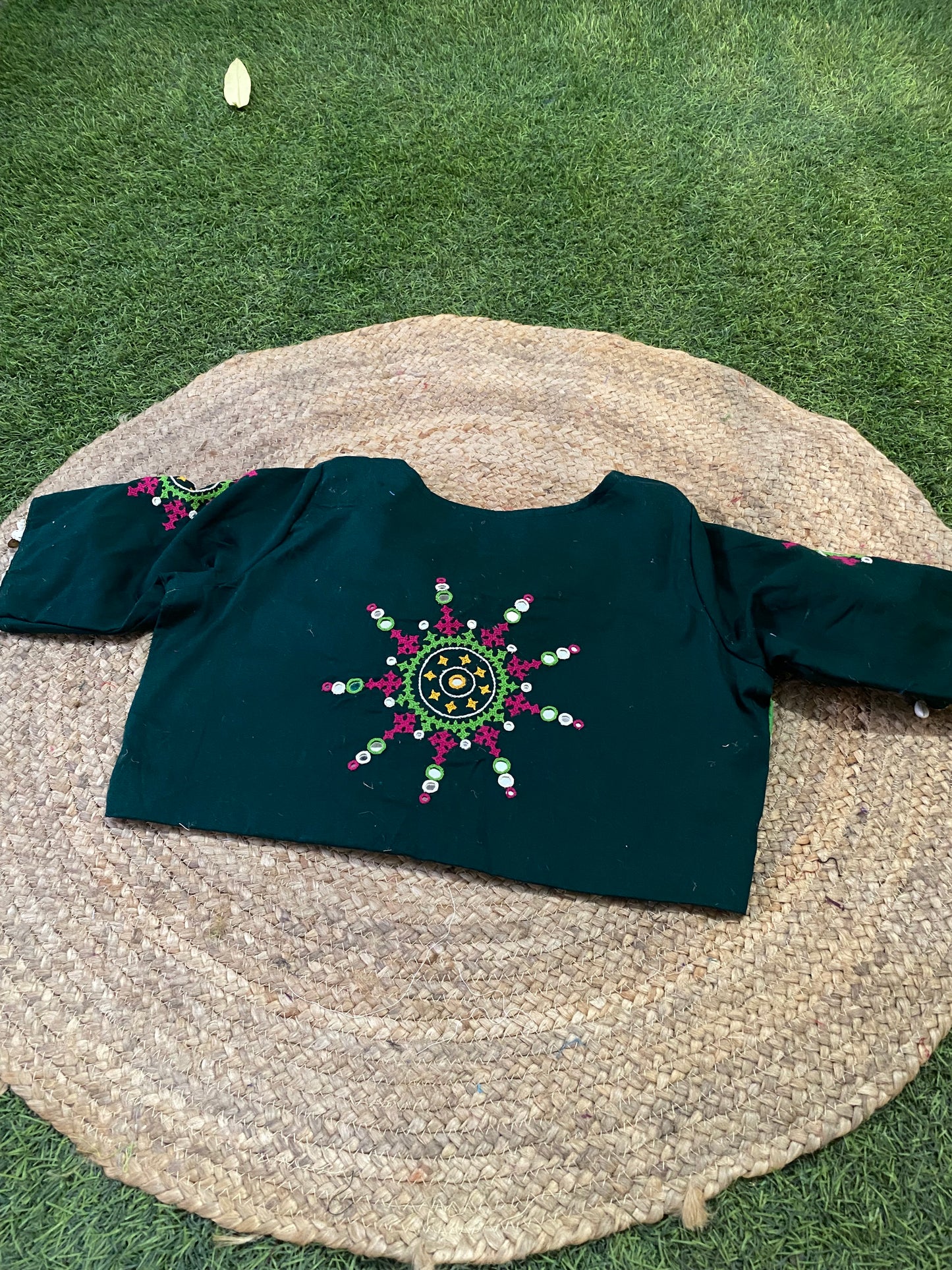 Green Bavadiya Work Blouse