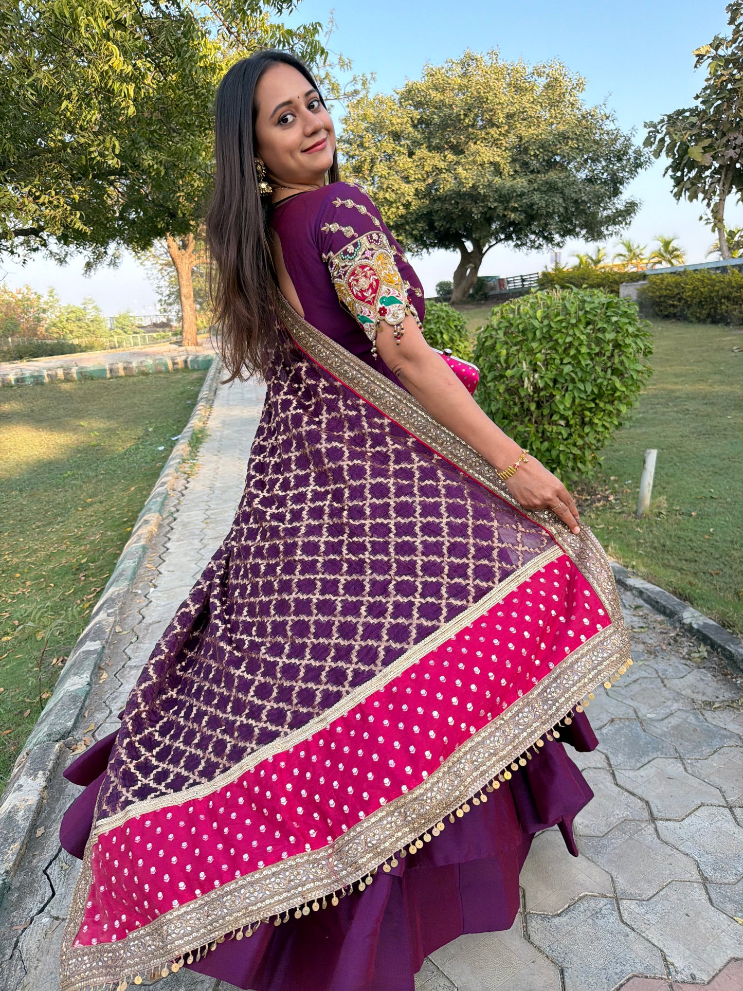 Purple Anarkali Suit Set