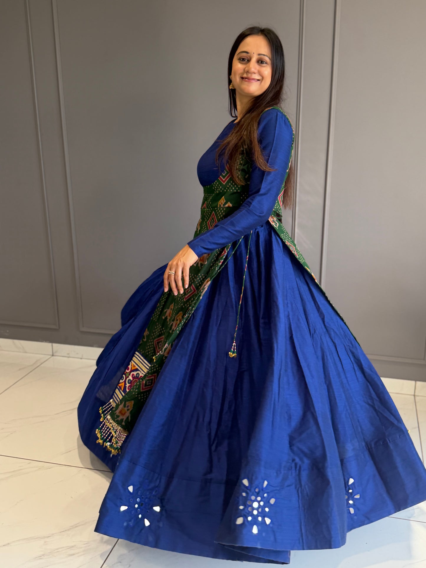 Blue Green TopPatola Lehngha Choli Set