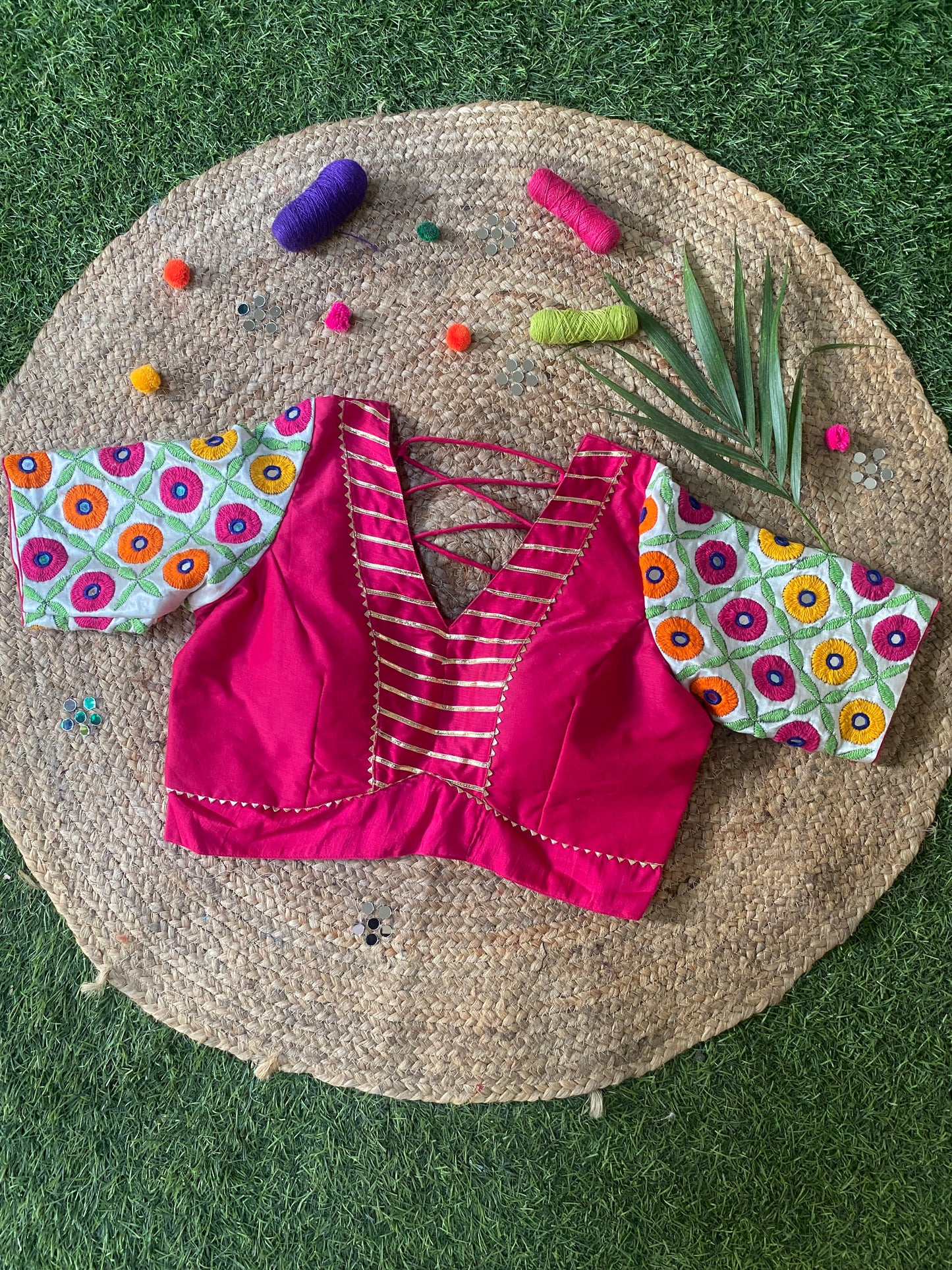 Pink Gamthi Work Blouse