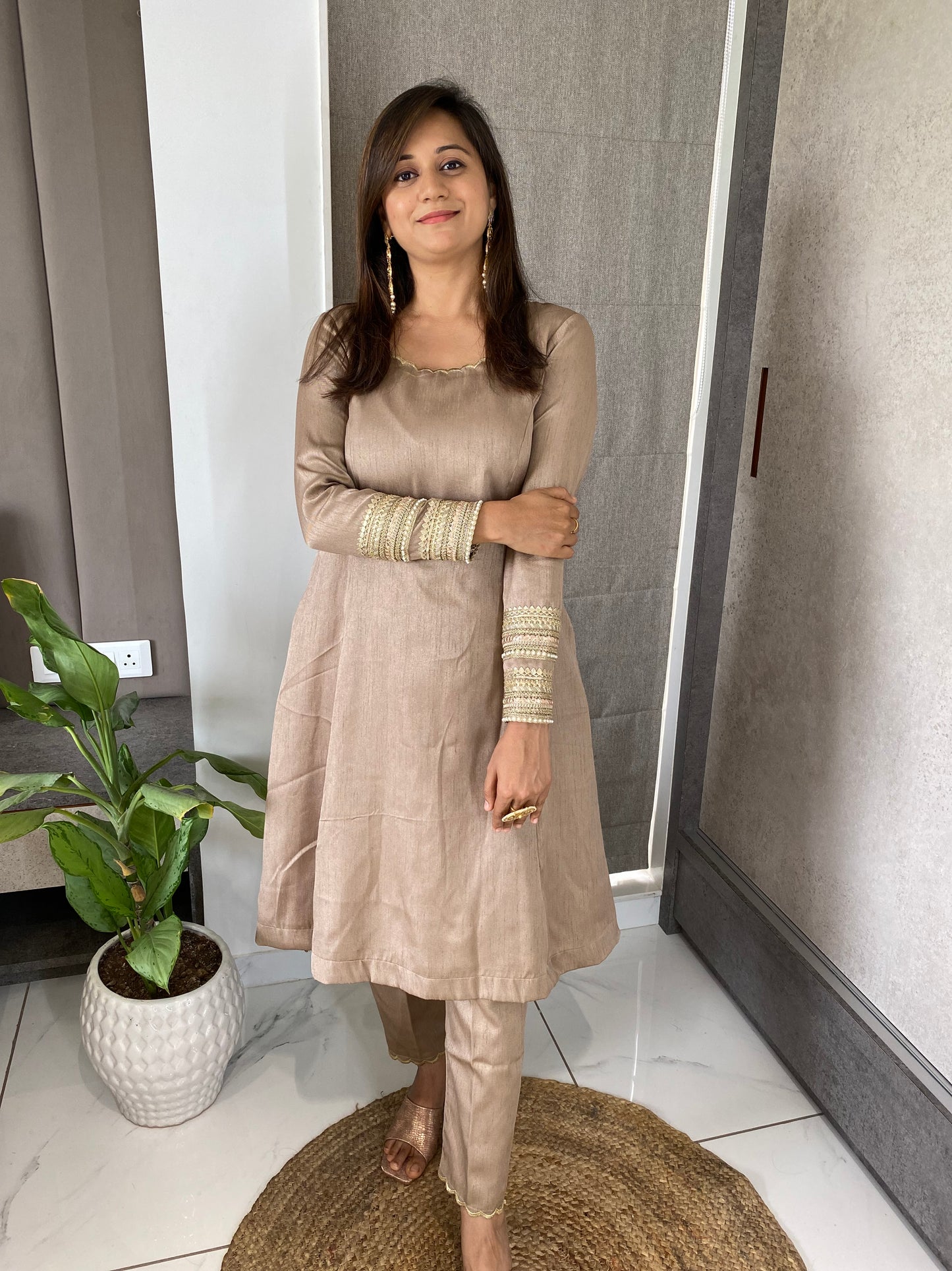 Copper Colour Kurta Pant Set