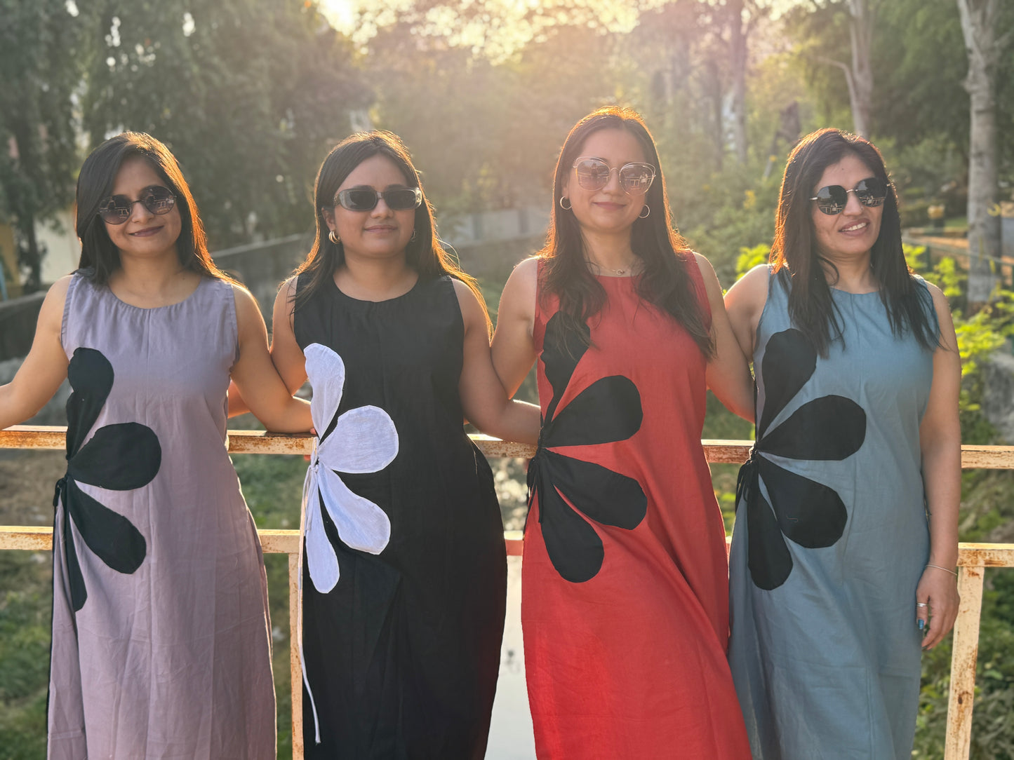 Black Flower Cotton Dress