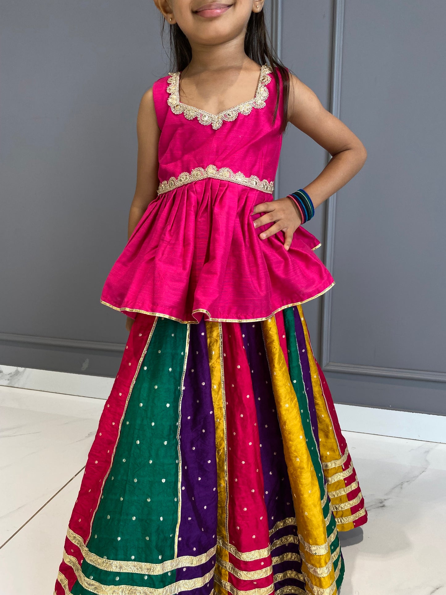 Multi Colour Chanderi Silk Chaniya Choli