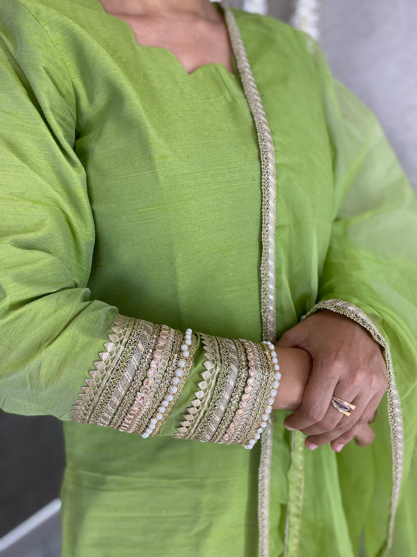 Pista Green Kurta Pant Suit Set