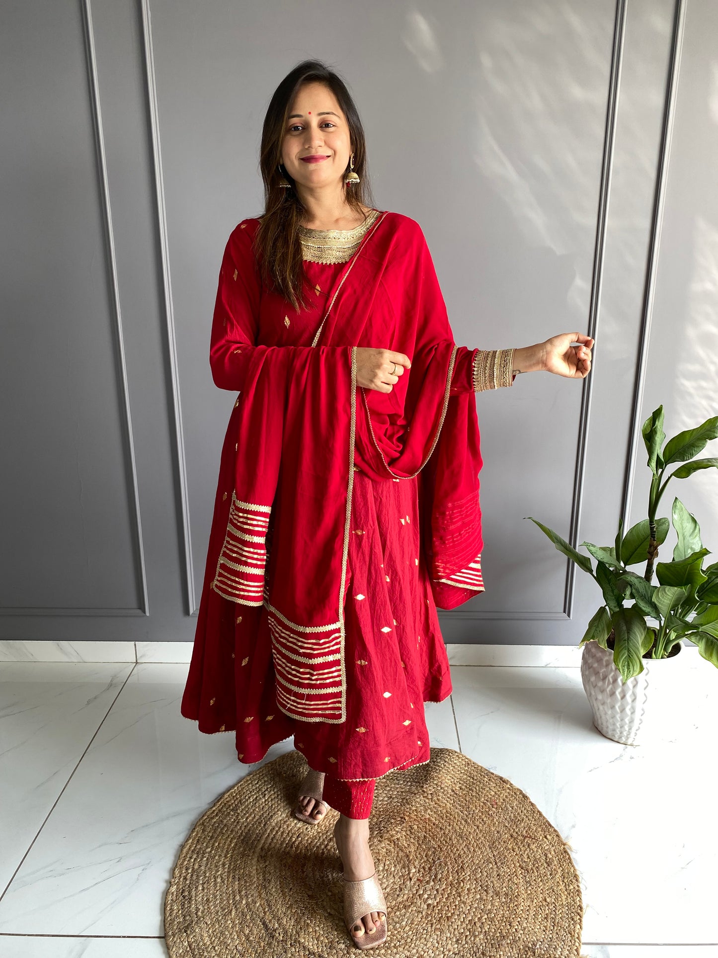 Red Anarkali Suit Set