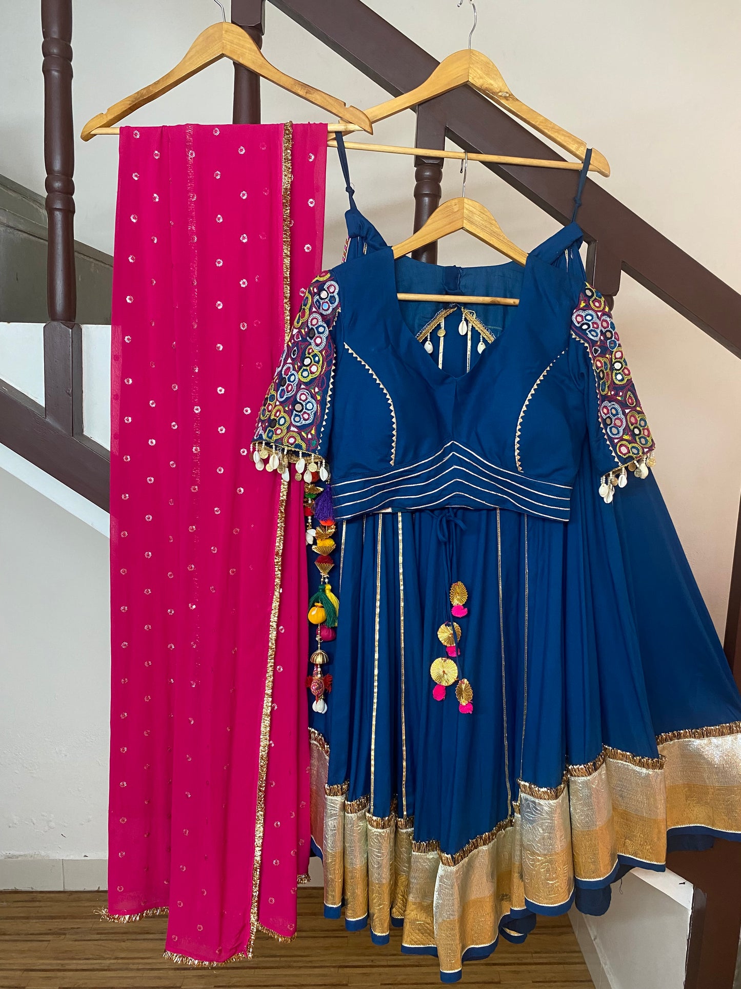 Blue and Pink Chaniya Choli