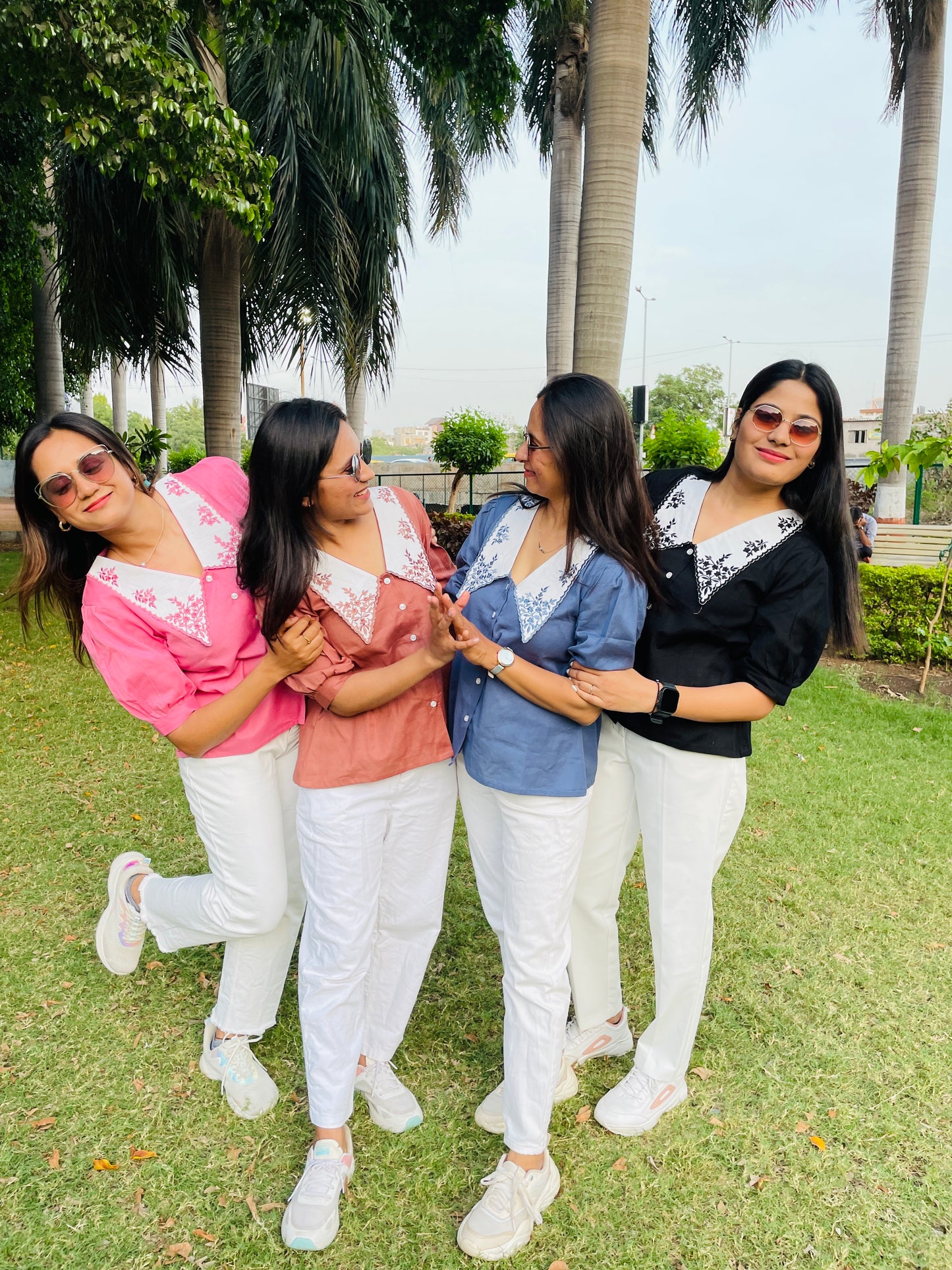 Brown Embroidary Collar Shirt