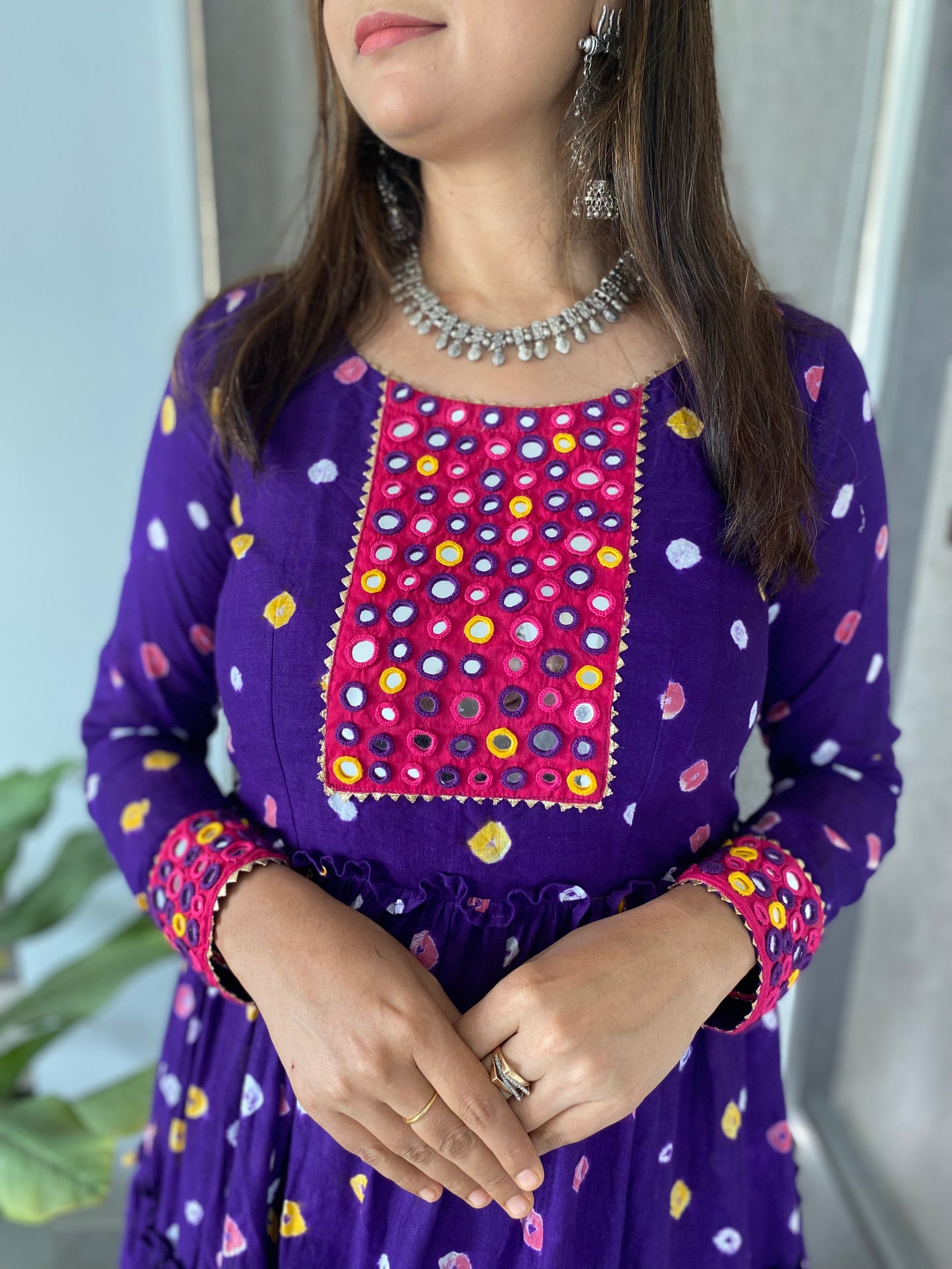 Purple Bandhej Dress