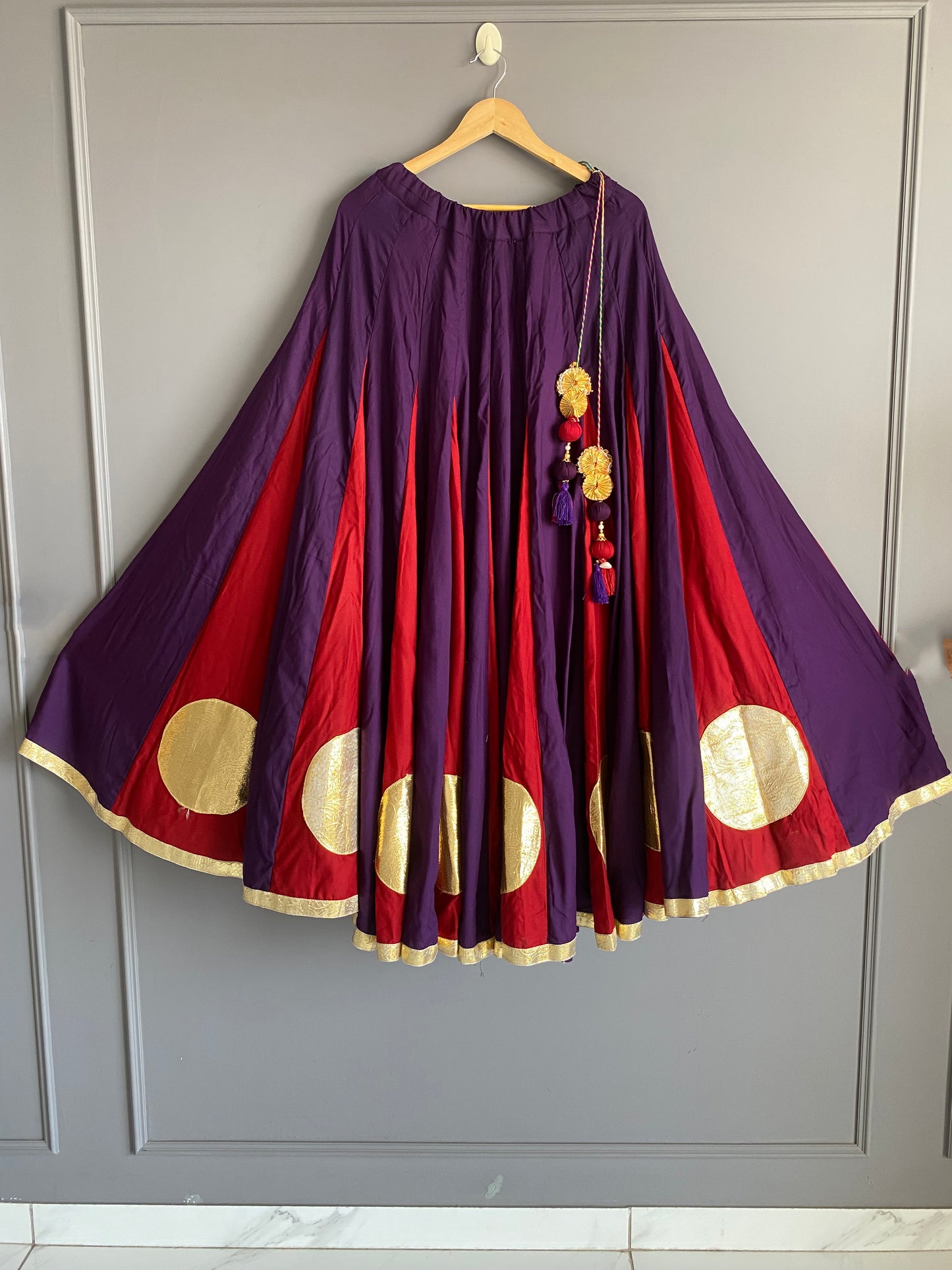 Purple And Red Lampo Circle Ghaghra