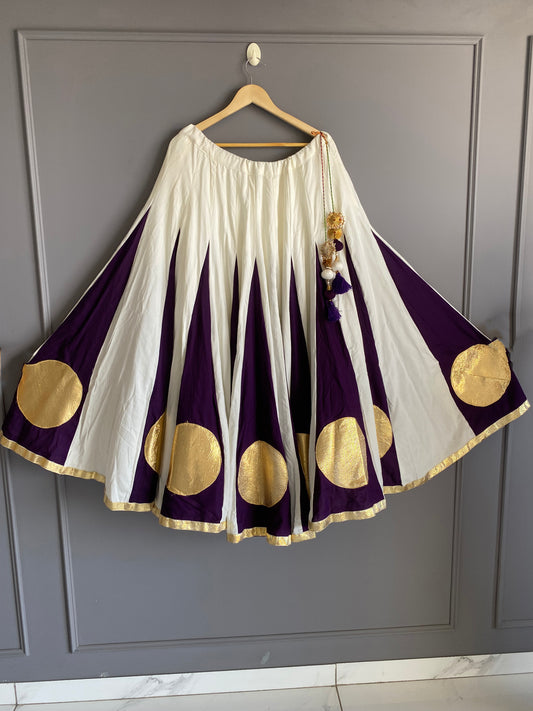 White And Purple Lampo Circle Ghaghra