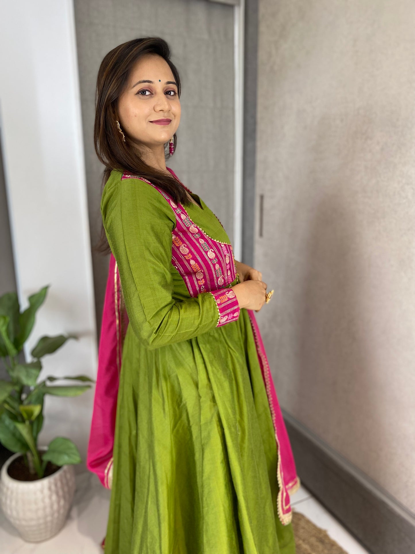 Mehndi Green Anarkali Set