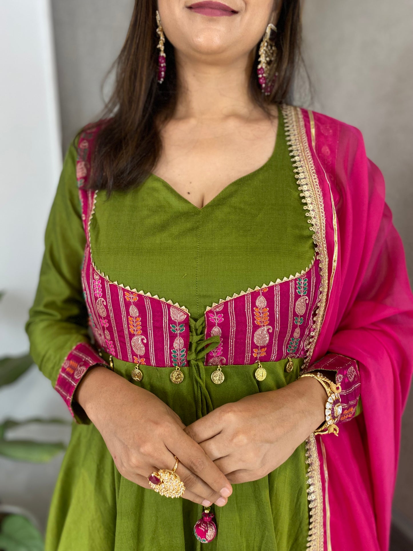 Mehndi Green Anarkali Set