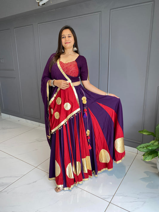 Purple & Red Lumpo Circle Chaniya Choli