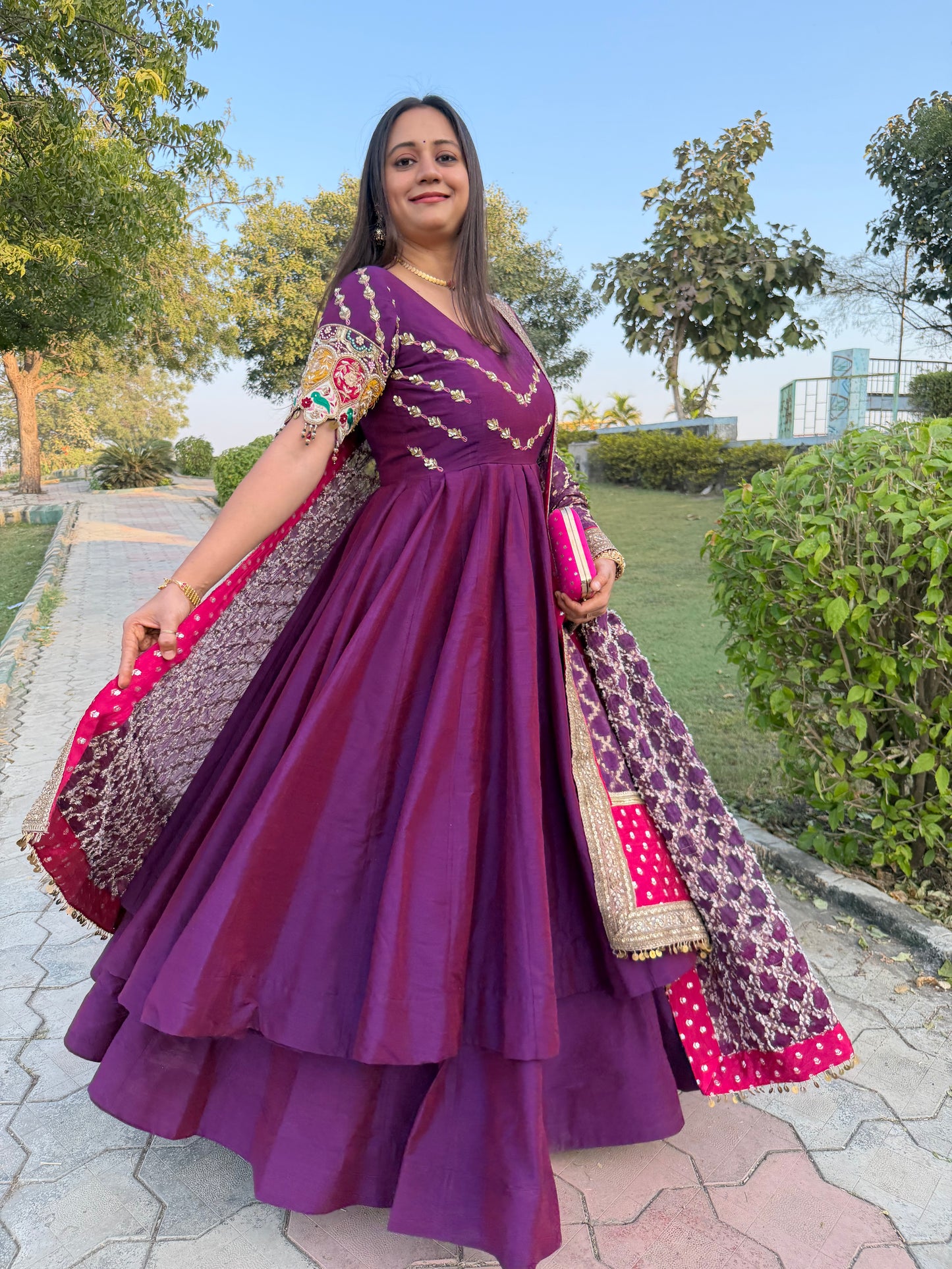Purple Anarkali Suit Set