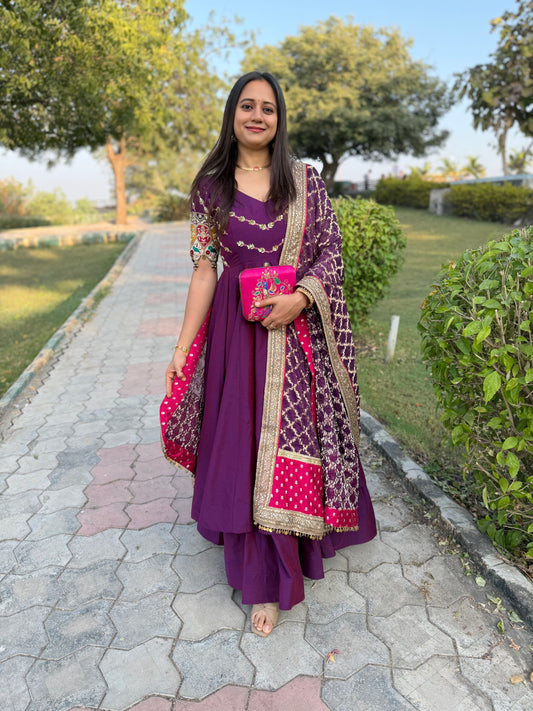 Purple Anarkali Suit Set