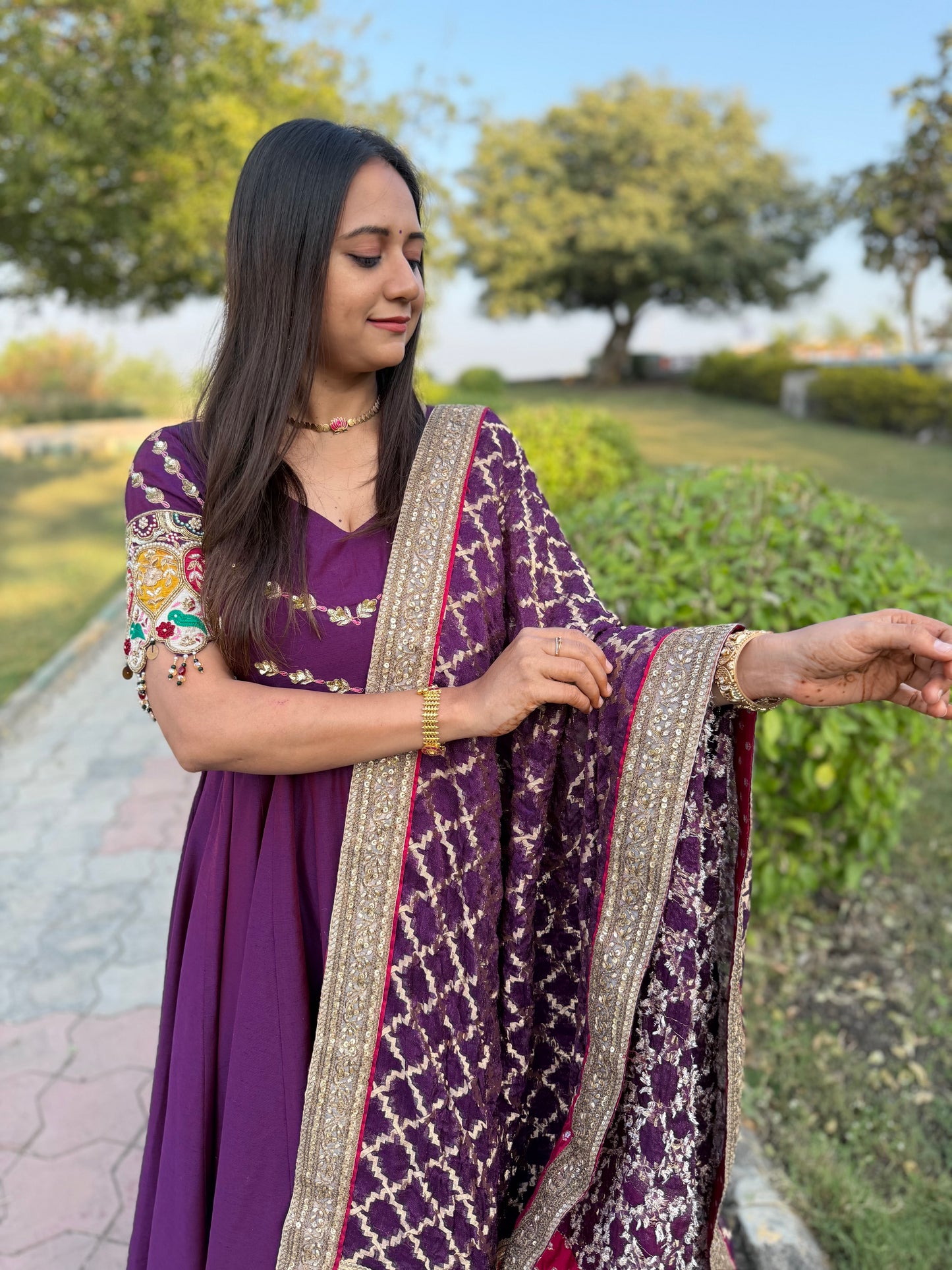 Purple Anarkali Suit Set