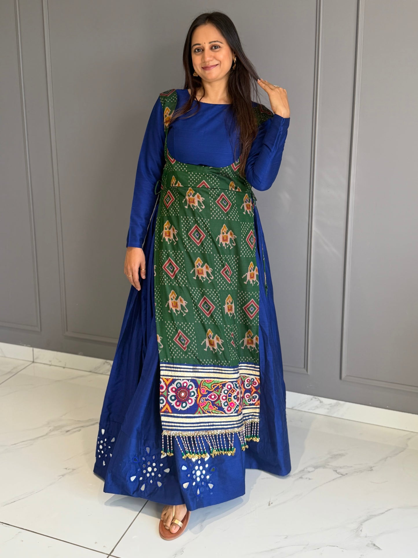 Blue Green TopPatola Lehngha Choli Set