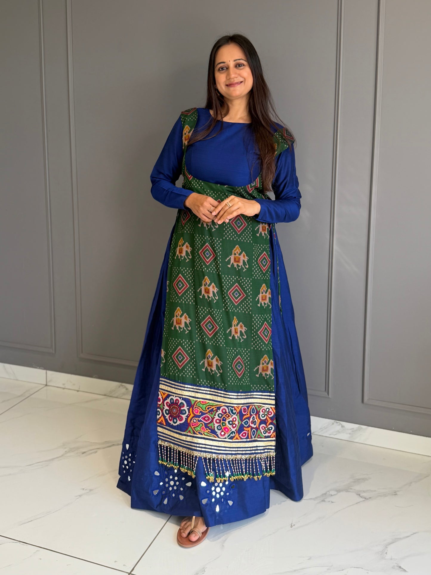 Blue Green TopPatola Lehngha Choli Set