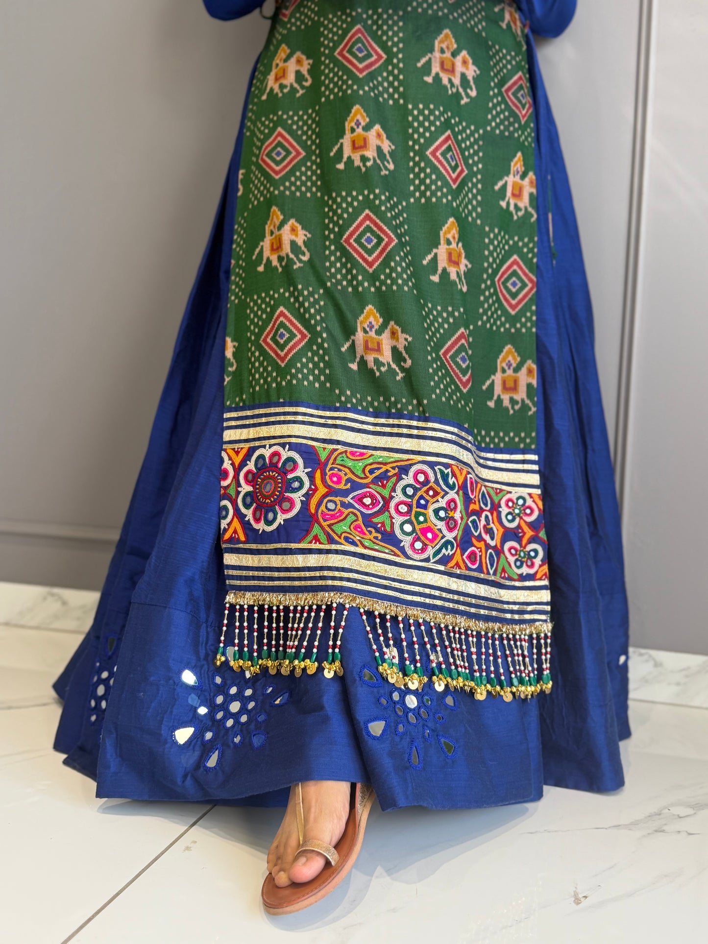 Blue Green TopPatola Lehngha Choli Set