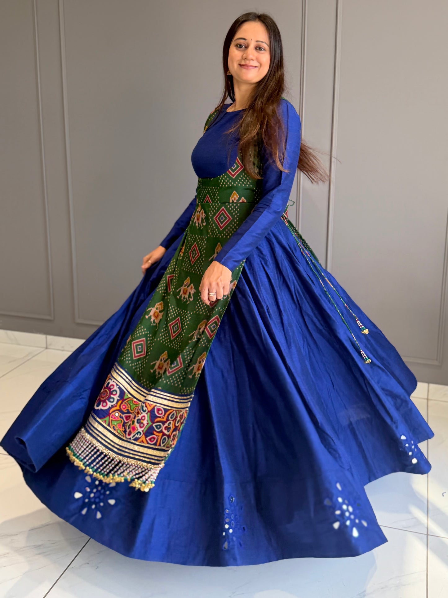 Blue Green TopPatola Lehngha Choli Set
