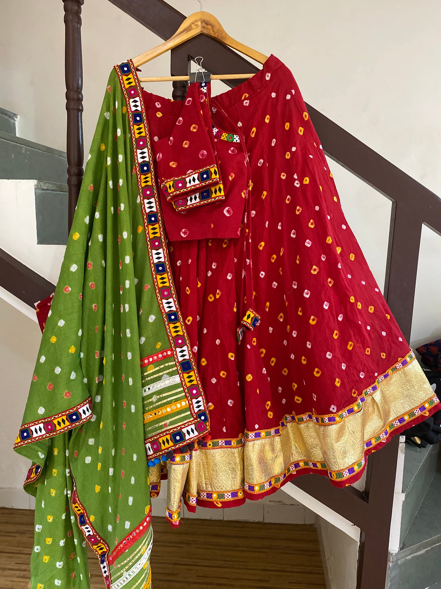 Red Bandhej Chaniya Choli