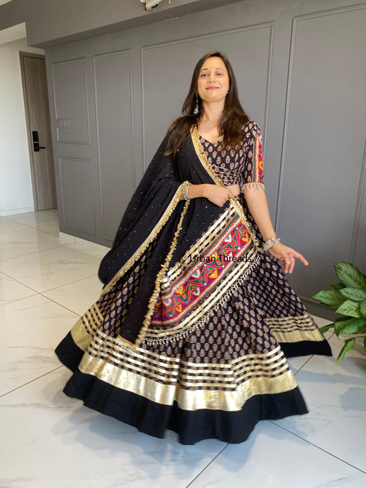 Black Cotton Ajrakh Chaniya Choli