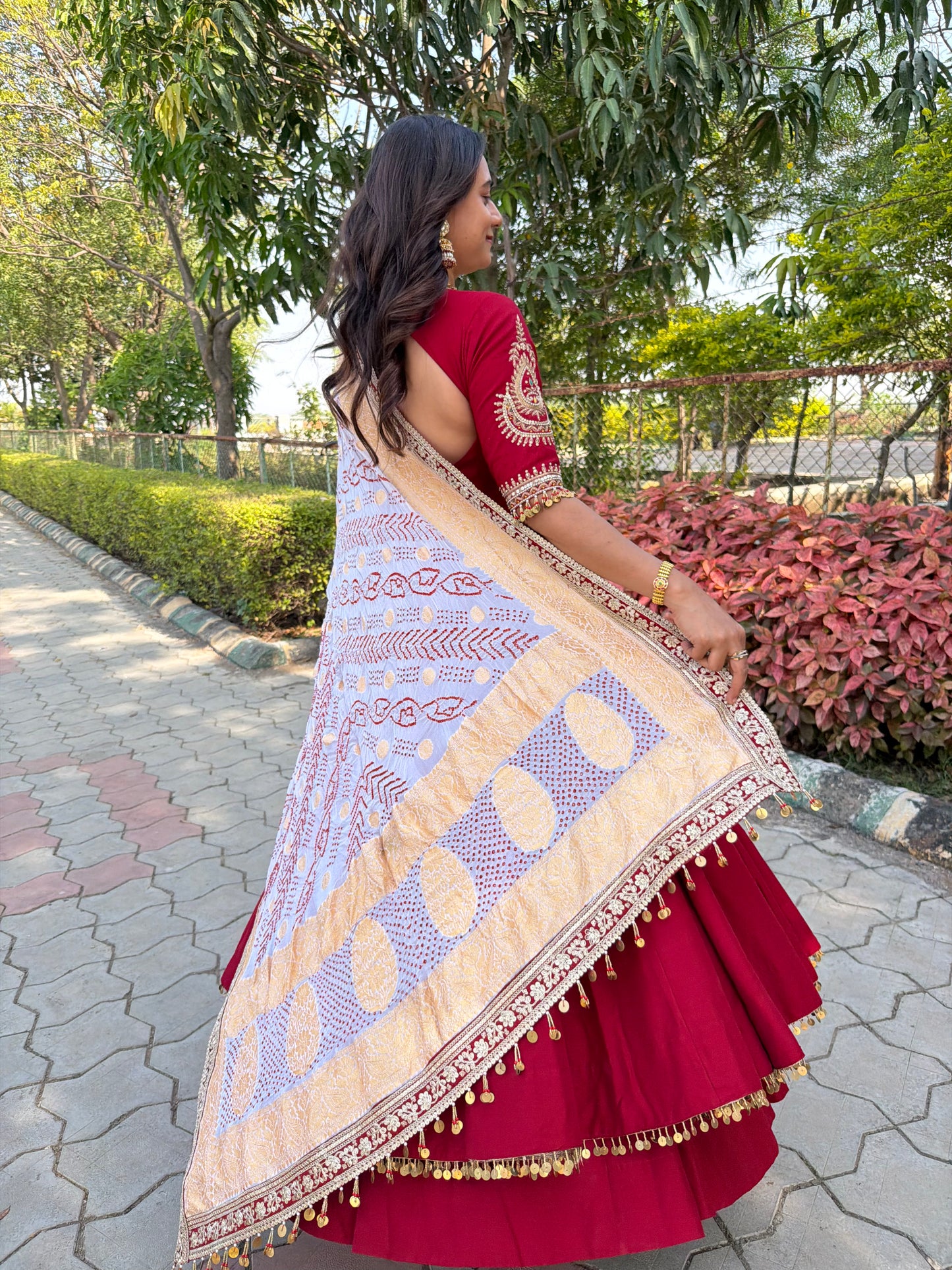 Red Anarkali With Pure Rai Bandhej Duppatta