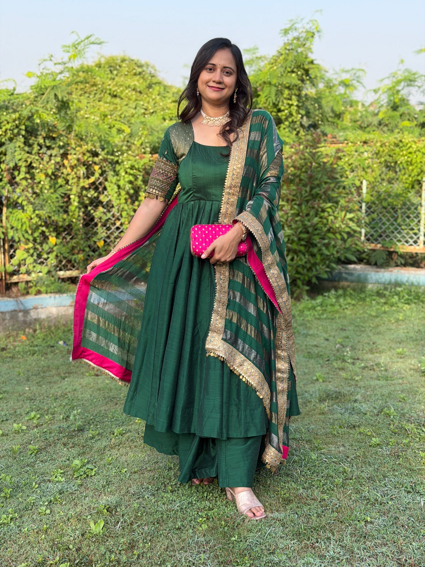 Green Anarkali Suit Set