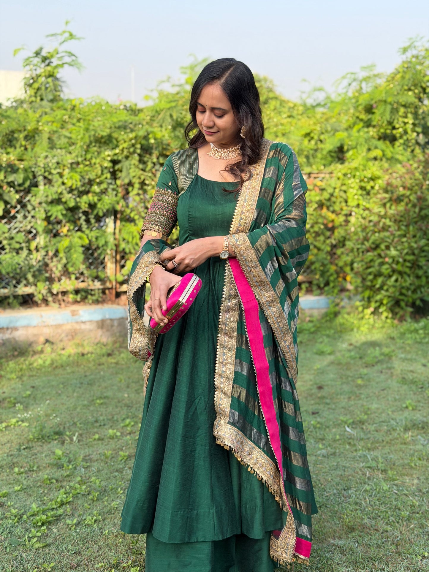 Green Anarkali Suit Set