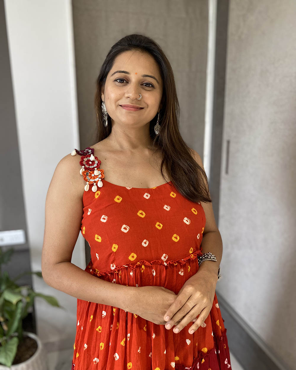 Orange Shades Bandhej Dress