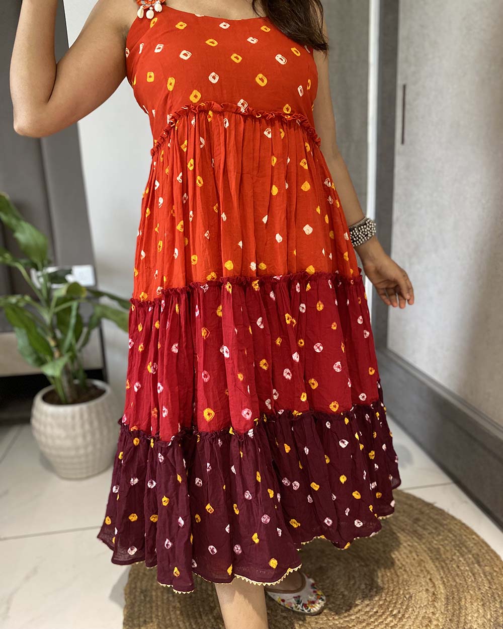 Orange Shades Bandhej Dress