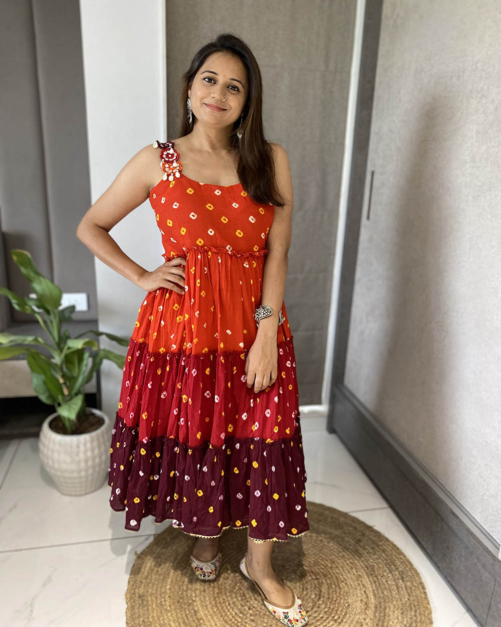 Orange Shades Bandhej Dress