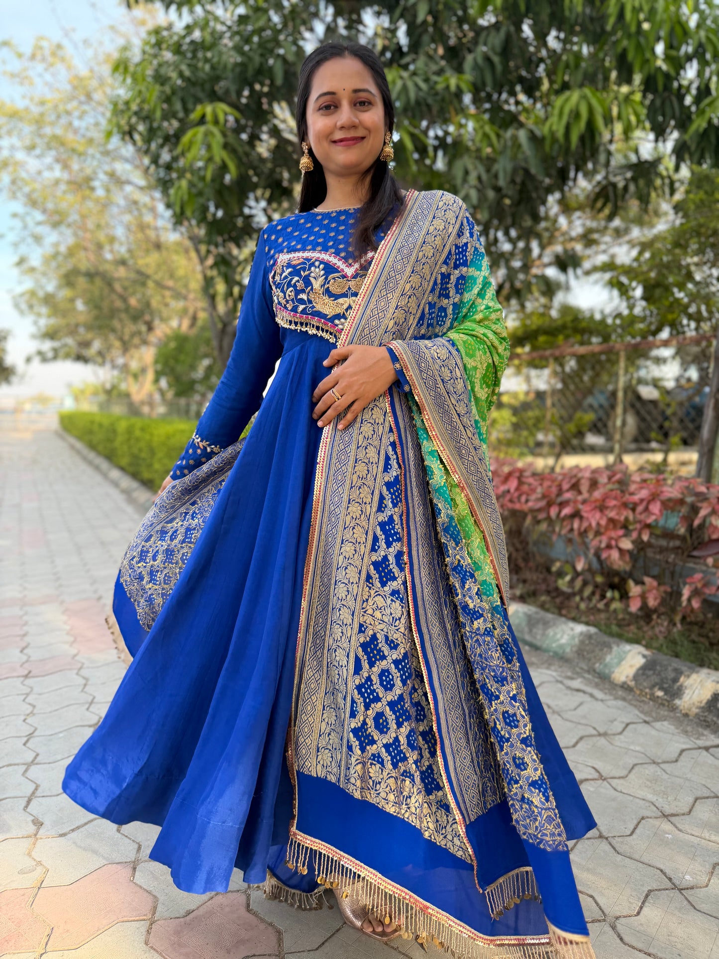 Blue Anarkali Suit Set