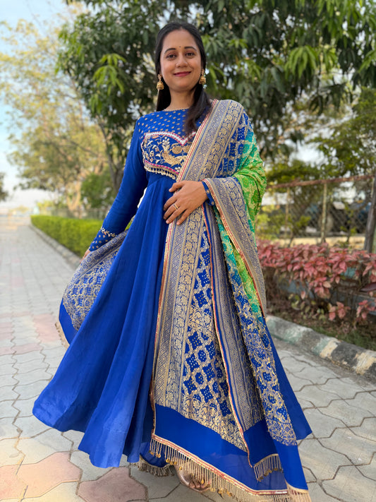 Blue Anarkali Suit Set