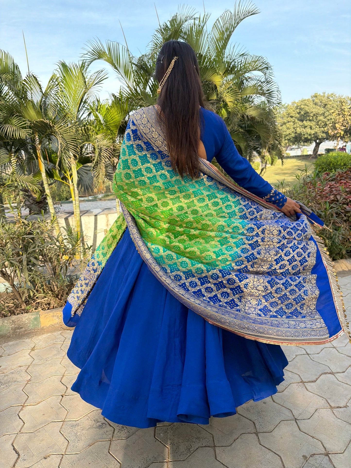 Blue Anarkali Suit Set
