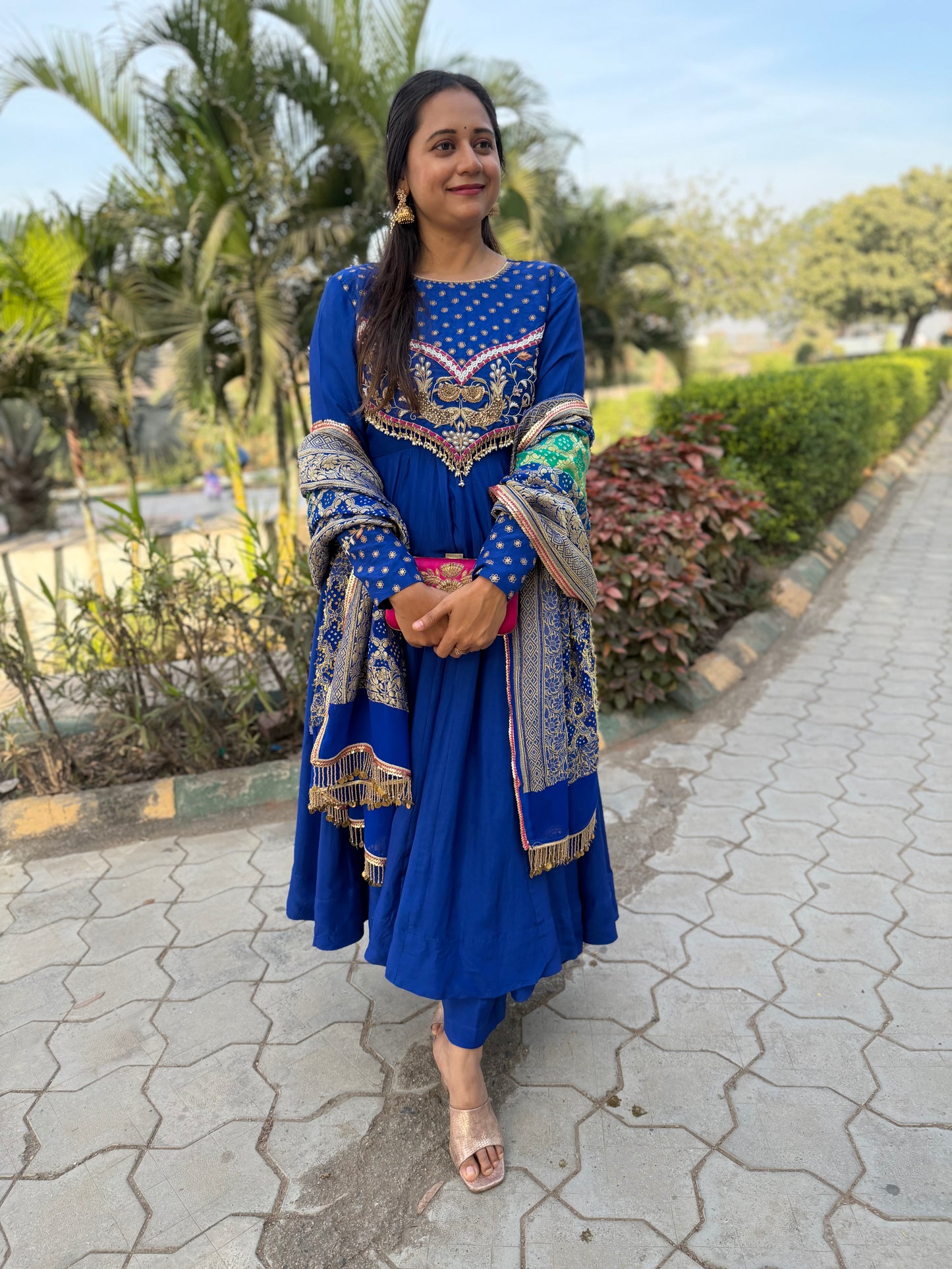 Blue Anarkali Suit Set