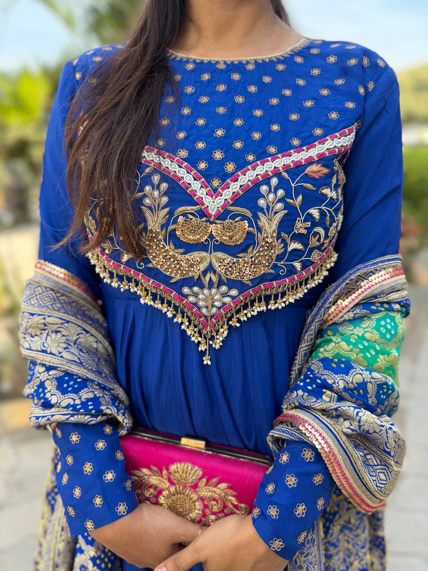 Blue Anarkali Suit Set
