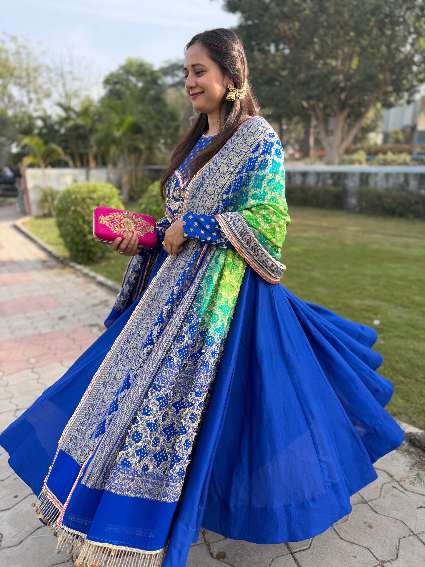 Blue Anarkali Suit Set