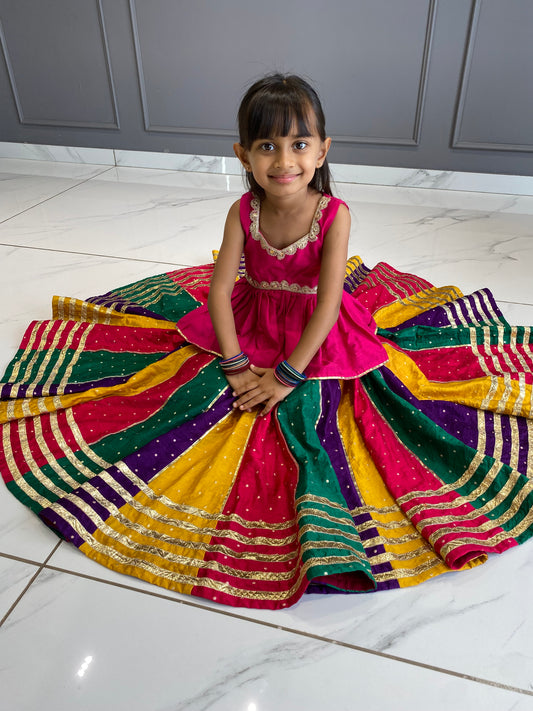 Multi Colour Chanderi Silk Chaniya Choli