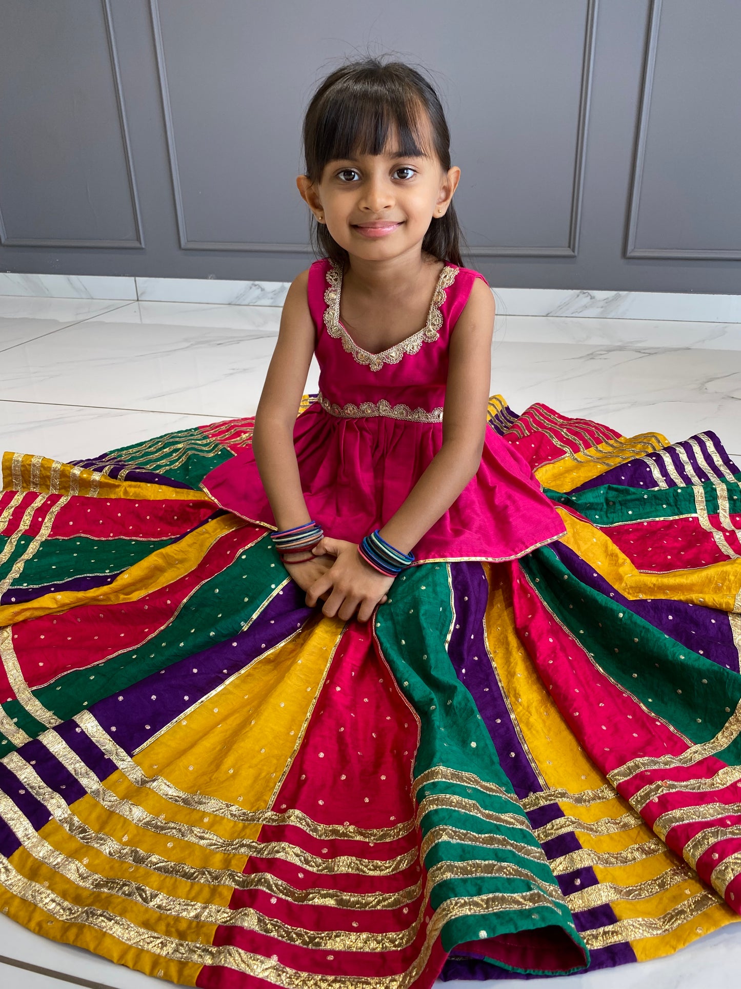 Multi Colour Chanderi Silk Chaniya Choli