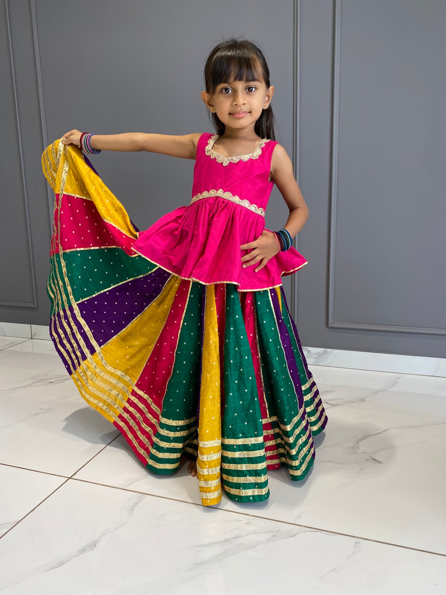 Multi Colour Chanderi Silk Chaniya Choli