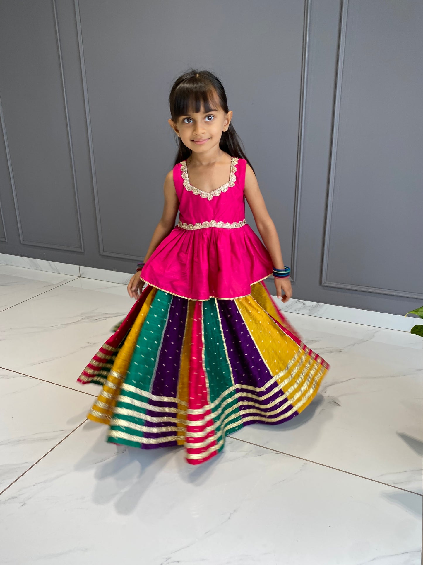 Multi Colour Chanderi Silk Chaniya Choli