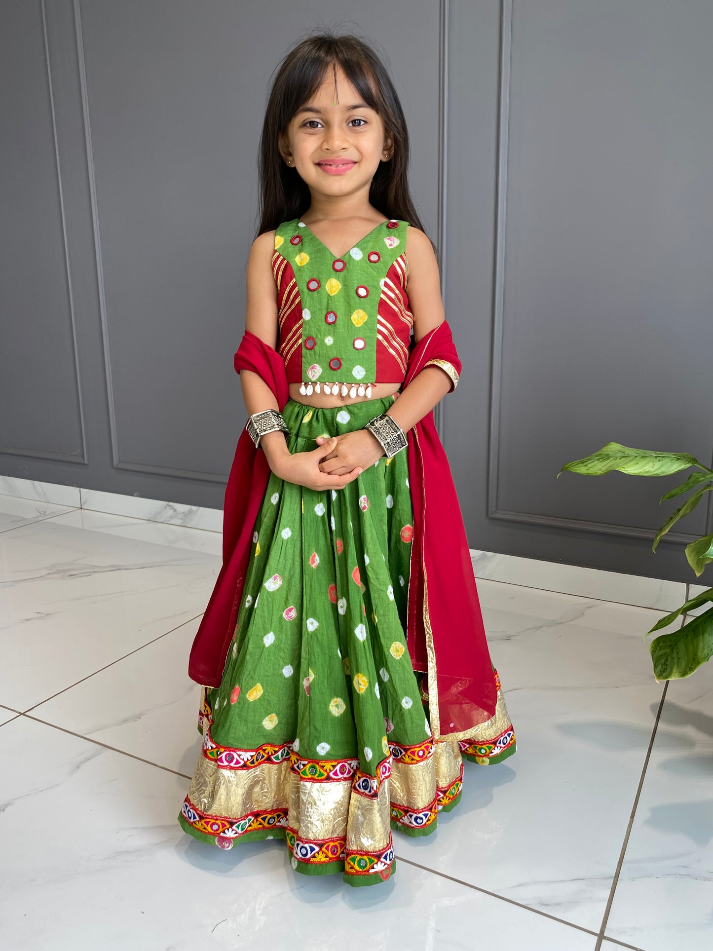 Mahendi Green Bandhej Chaniya Choli